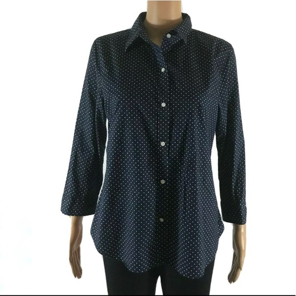 LAUREN Ralph Lauren Dotted Blue Button Up- size L - Picture 7 of 10